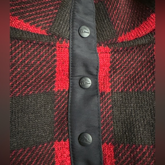 L.L. Bean Sweater Fleece Pullover 3/4 Snap Buffalo Plaid  Red & Black 3X plus - Picture 9 of 10